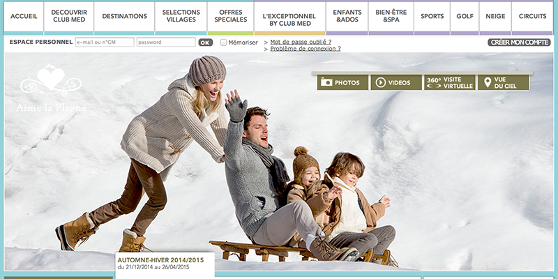 Club Med old homepage